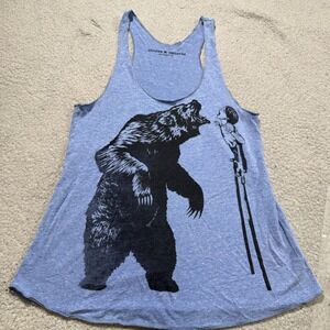 Circle & Squares Sleeveless Tank Top Blue Women Medium Womens Graphic Print Bear